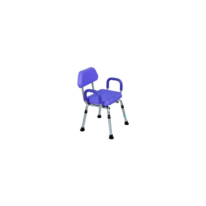 Banco para ducha de aluminio con respaldo y descansabrazos desmontables Purpura