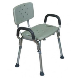 Banco para ducha de aluminio con respaldo y descansabrazos Extra ancho Ackua R203134