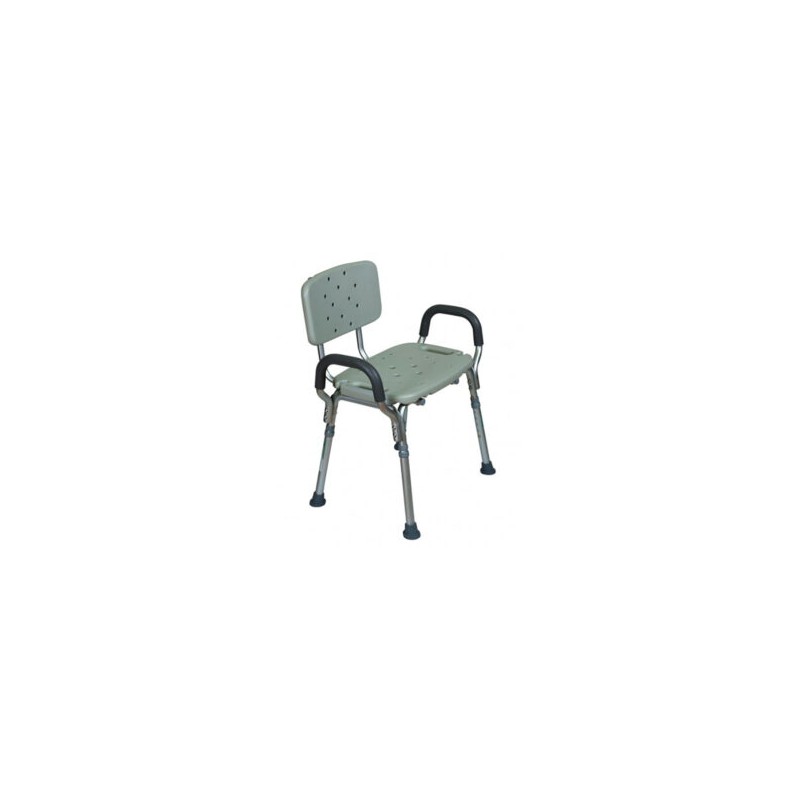 Banco para ducha de aluminio con respaldo y descansabrazos Extra ancho Ackua R203134