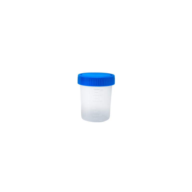 Vaso Recolector Tapa Azul Esteril paquete c/100pzs